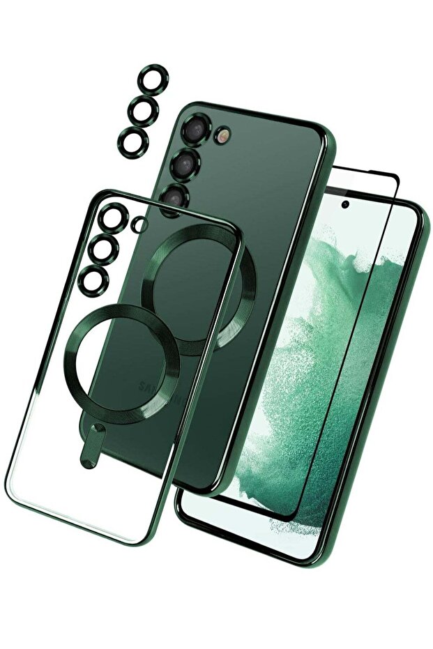 Compatible with Samsung Galaxy S23 Plating Magnetic Case with Camera Lens Protector