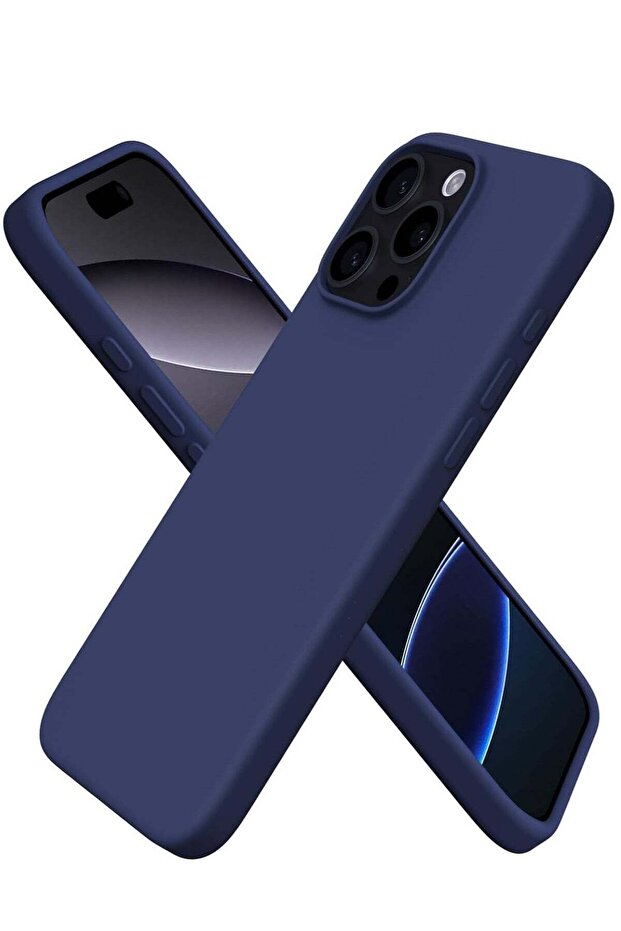 iPhone 16 Pro Max Soft Liquid Silicone Case - Shockproof Full Body Protection with Matte Finish & Microfiber Lining (Blue)