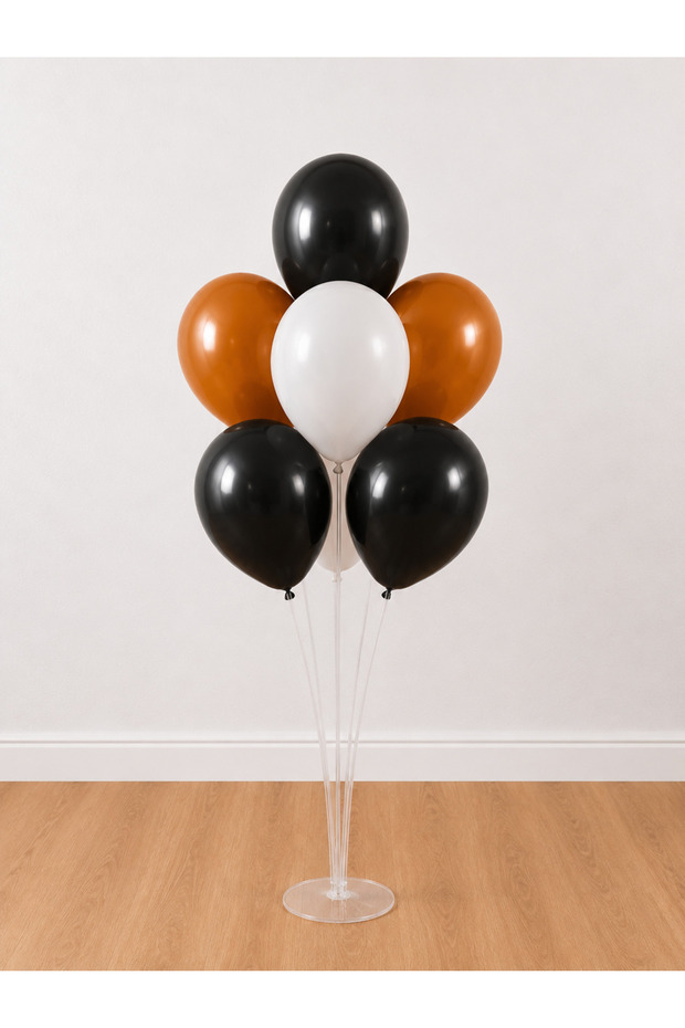 Black White Caramel 7 Balloons Balloon Stand with 7 Balloons