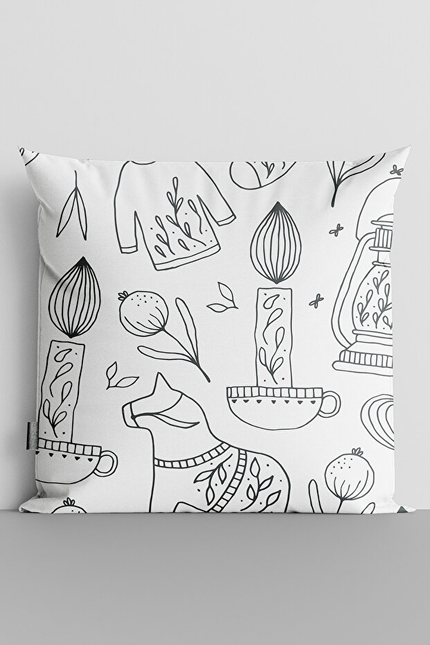 Candle, Horse and Sweater Double Sided Digital Printed Throw Pillow Cover
