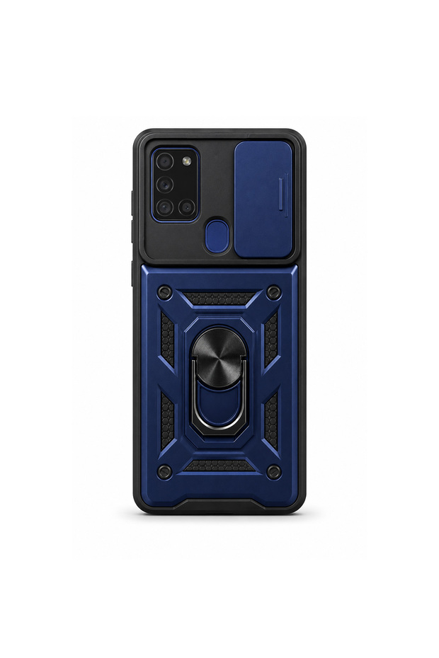 Samsung A21S Compatible Case with Stand Feature, Camera Sliding, Shock Resistant Slide Silicone, Navy Blue