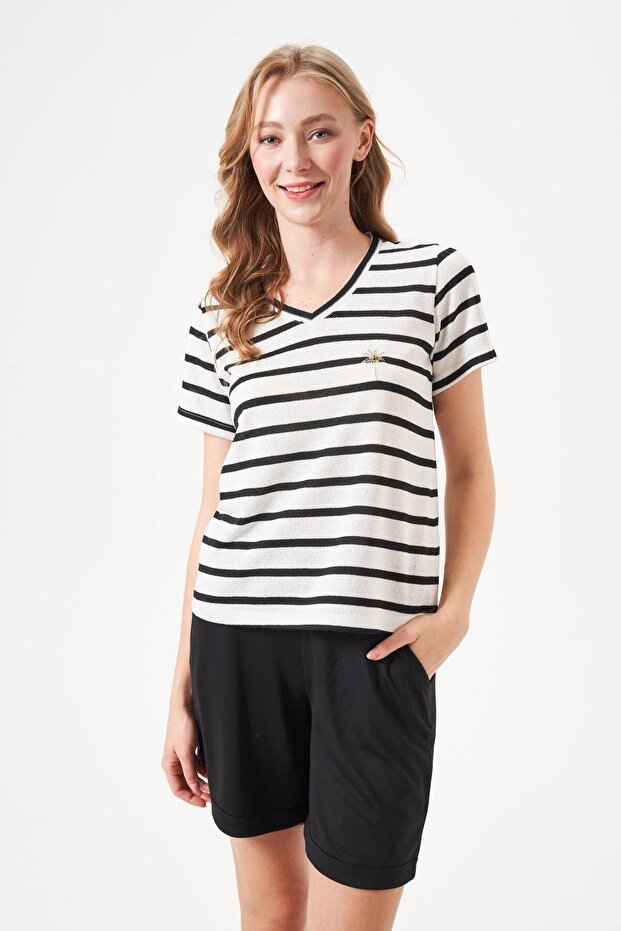 Women's Ecru Shorts Set 29135