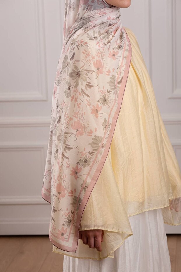 Lalin Patterned Soft Shawl Powder - 7