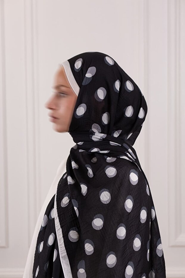 Polka Dot Patterned Muslin Shawl - 6