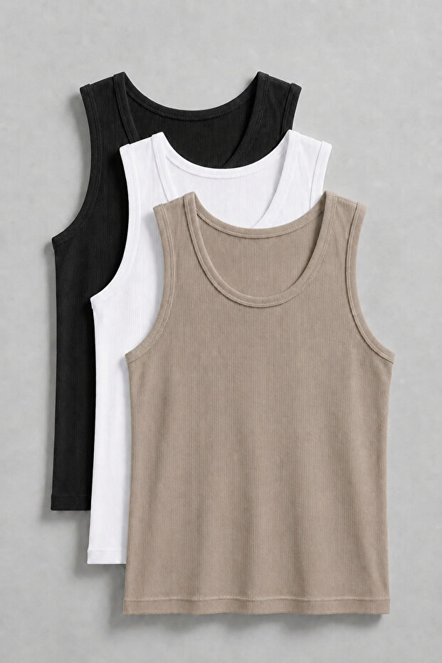 Men's Basic Ribbed Undershirt - High Quality Cotton