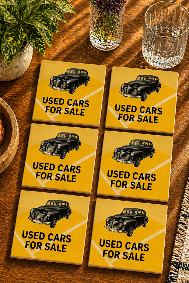Classic Car Modern 6-Piece Set Coasters - Uv Printing Mdf - 10X10 cm