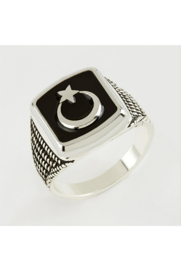 Spt-Gld Moon Star Metal Men's Ring (231049) - Silver Color