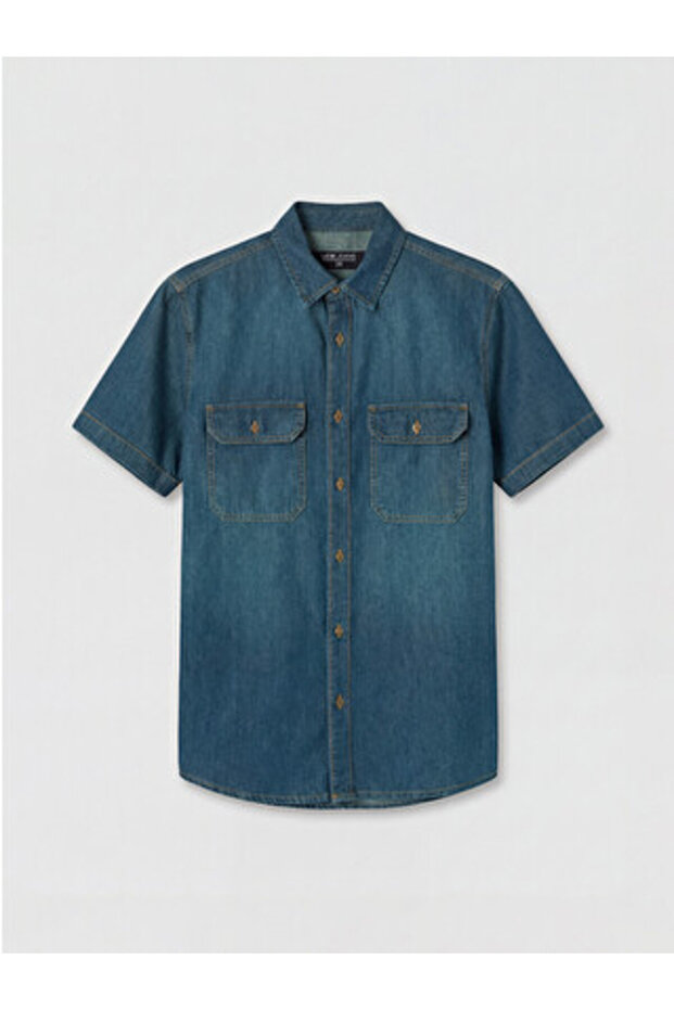 Green Regular Fit Men's Jean Shirt
