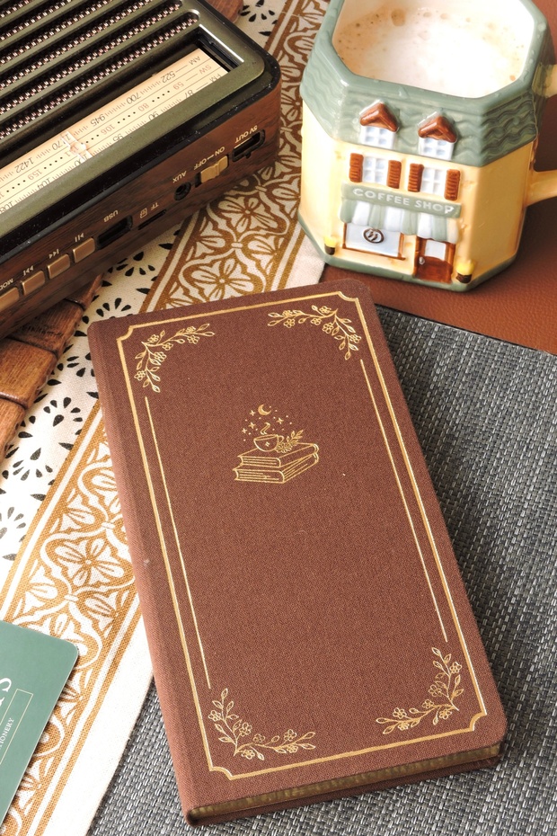 دفتر ملاحظات من الكتان البني من فيري تيل / منقط / 10 * 20 سم / 90 جرام عاجي / 224 صفحة