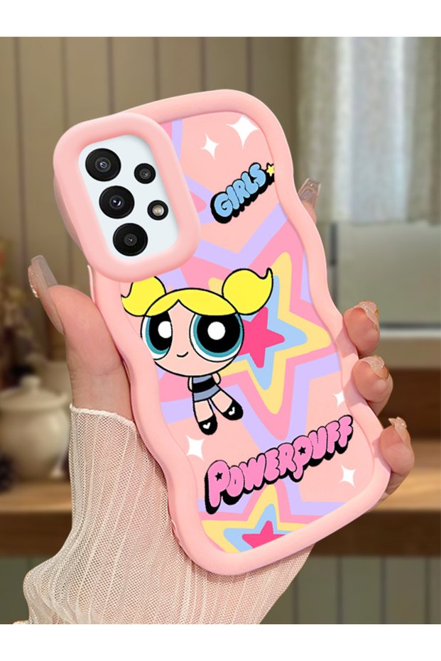 Samsung Galaxy A23 Compatible Case Camera Protector Pink Silicone Couple Phone Case Powerpuff Pattern