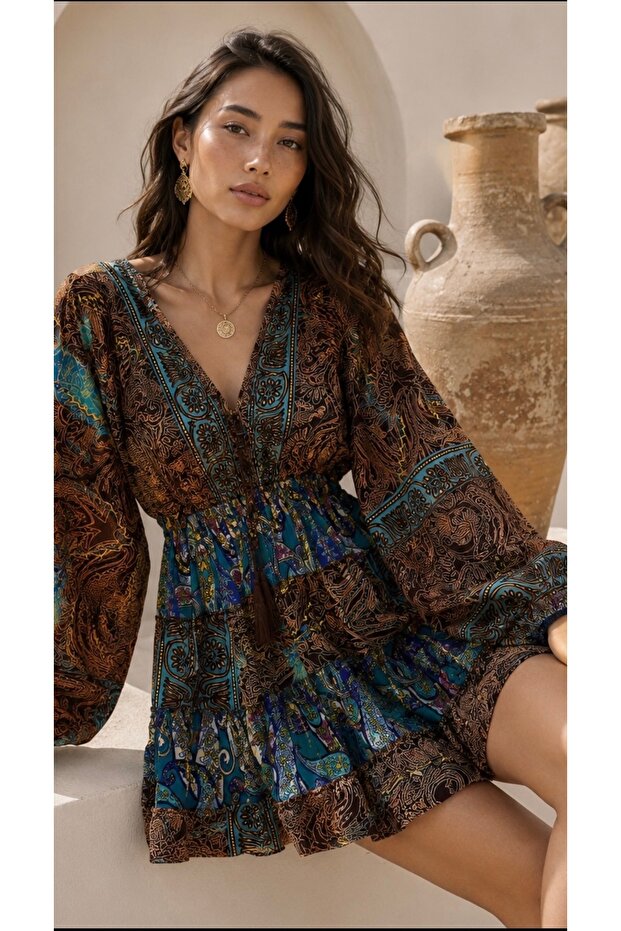 Authentic Multi-Color Ethnic Patterned Mini Imported Dress Std 36-40
