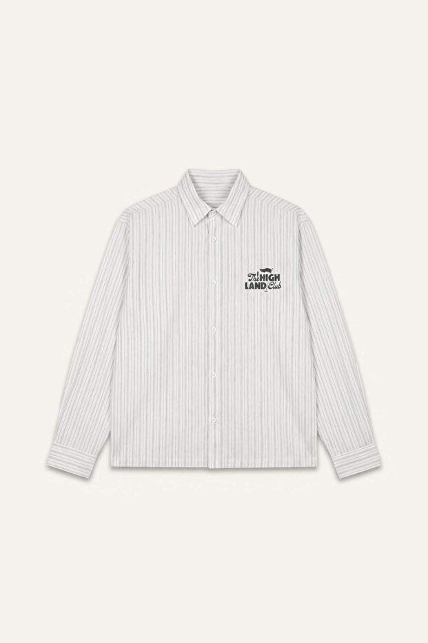 Boxy Fit Striped Long Sleeve Gray Shirt I3028Ax26Hs