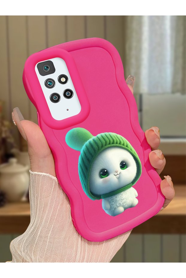 Redmi 10 2022 Compatible Case Camera Protector Red Silicone Couple Phone Case Cute Pattern
