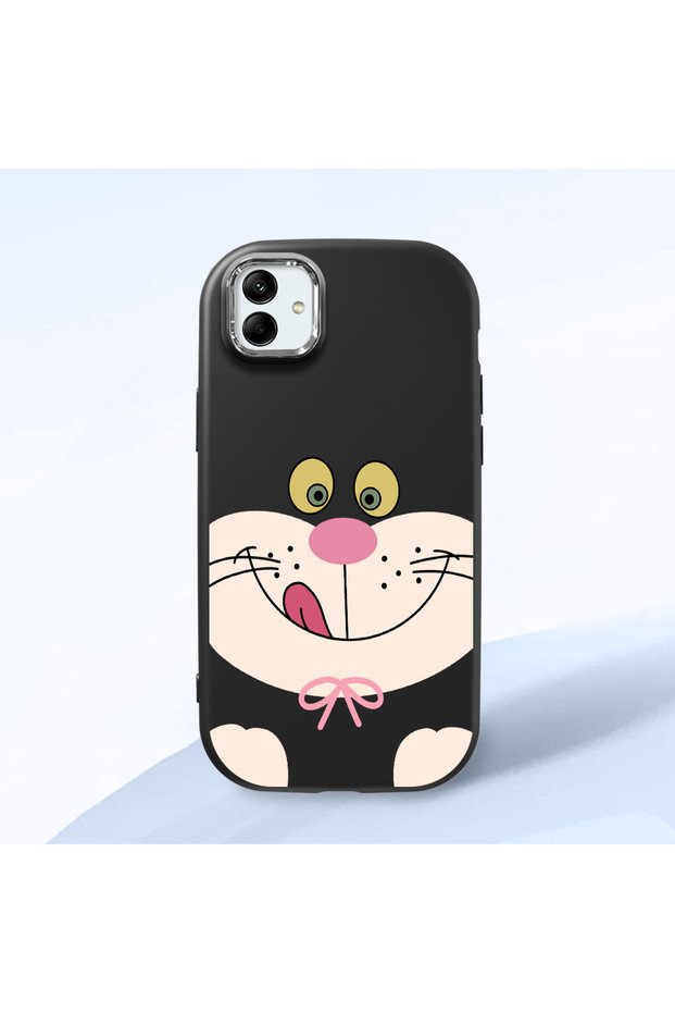 Samsung Galaxy A04 Compatible Case Camera Protective Black Silicone Couple Phone Case Cute Patterned