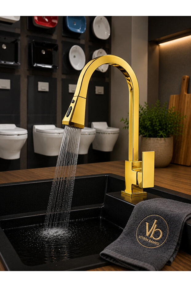 Spiral Square Armature Spiral Faucet Extending System Kitchen Faucet Gold Gold Sink Faucet