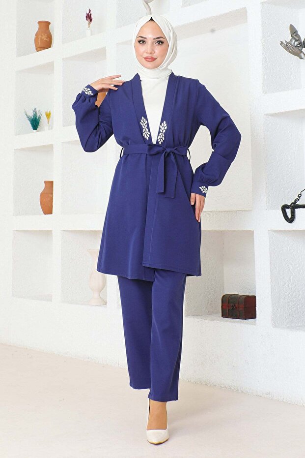 Stone Detailed Suit Indigo 19203
