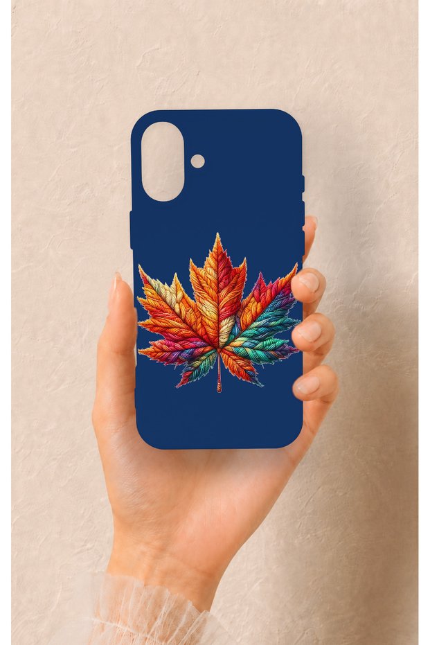 iPhone 16 Plus Compatible Colorful Leaf Pattern Silicone Case