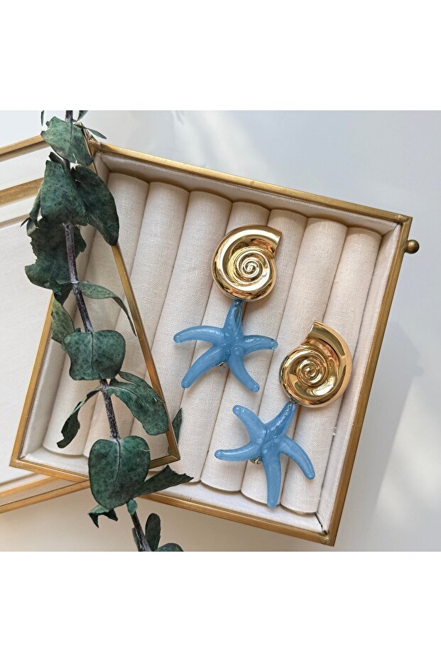Blue Starfish&Snail Earrings