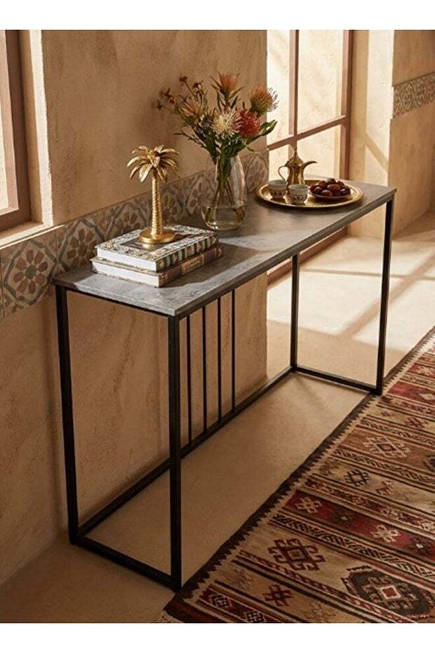 طاولة كونسول مستطيلة بإطار معدني 120x40x80 سم - 3