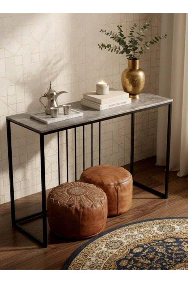 طاولة كونسول مستطيلة بإطار معدني 120x40x80 سم - 2