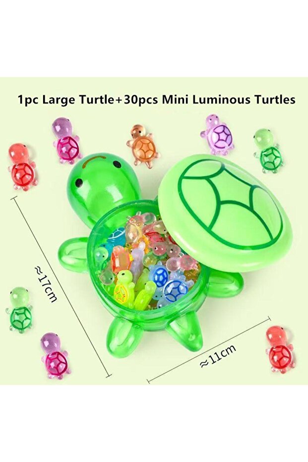 GN1 1PC Night Glow Large Turtle+Mini Luminous Turtles Figurines Resin Craft Glowing Turtle Storage O