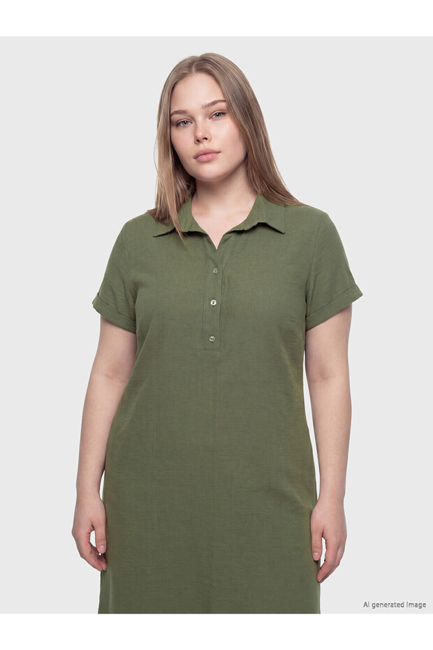 Two Mt Shop Quality Shirt Collar Plus Size 100% Cotton Dress