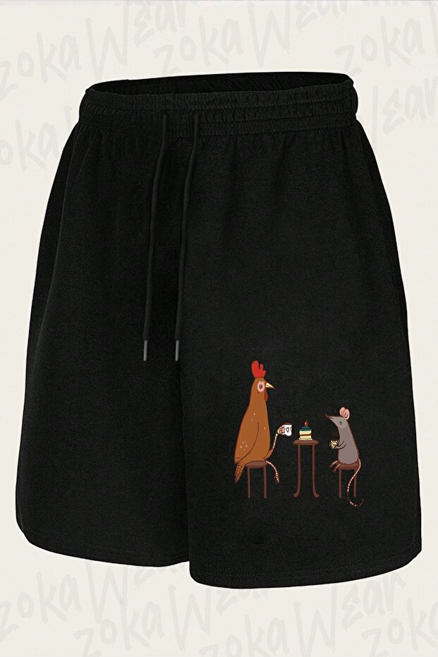 Unisex Tea Party Design Printed Shorts
