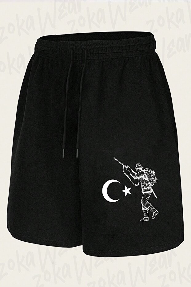 Unisex Turkish Military Design Printed Shorts