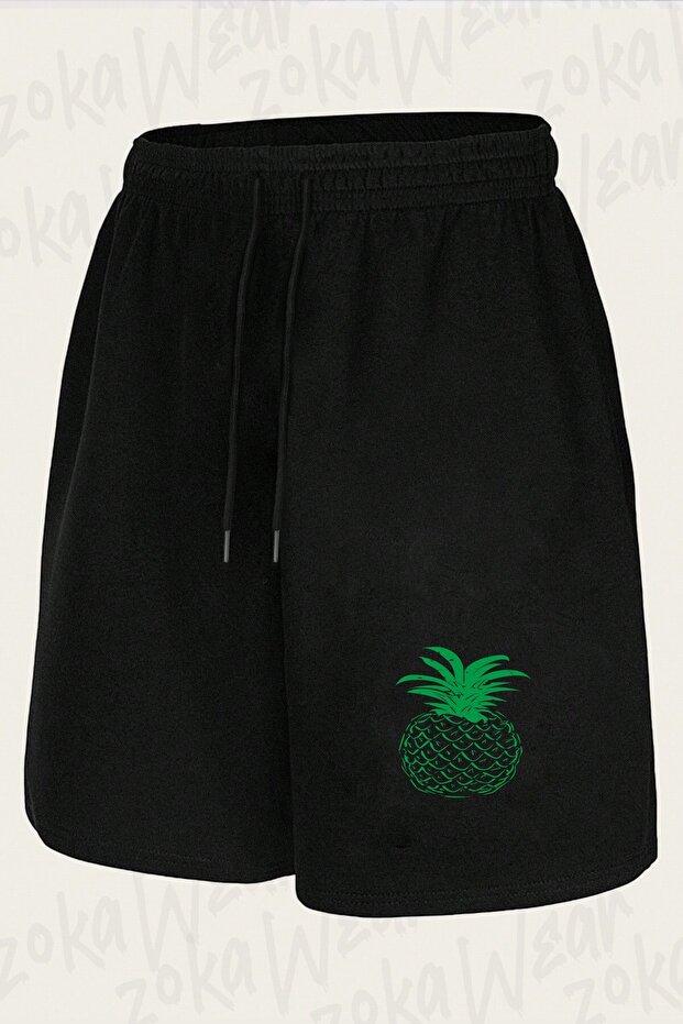 Unisex Pineapple Green Pineapple Design Printed Shorts