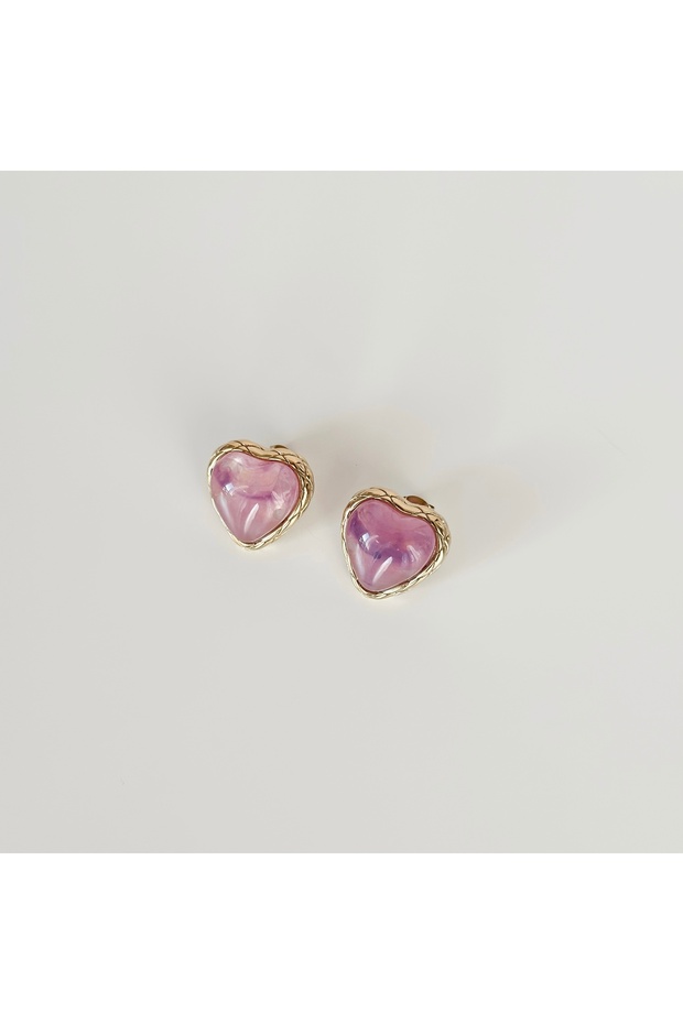 Lilac Heart Steel Earrings