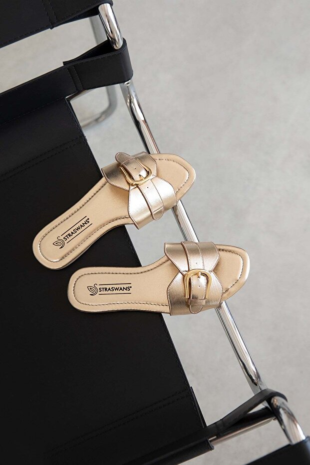 Dorte Women's Daily Leather Slippers Gold