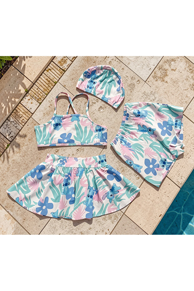 Girl's Quick Dry 4-Piece Bikini Swimsuit Set 86670