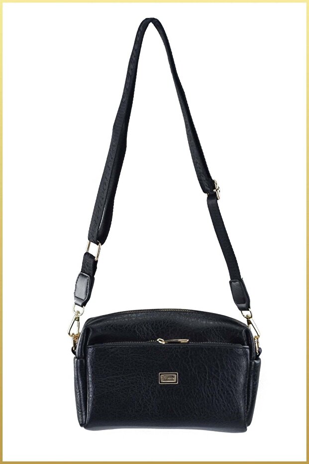Marseille three-compartment soft leather hand and shoulder bag - black