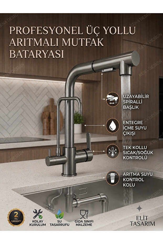 Anthracite Polished Spiral 2-Mode Head L Pipe Kitchen Sink Faucet Brass Fitting Tap