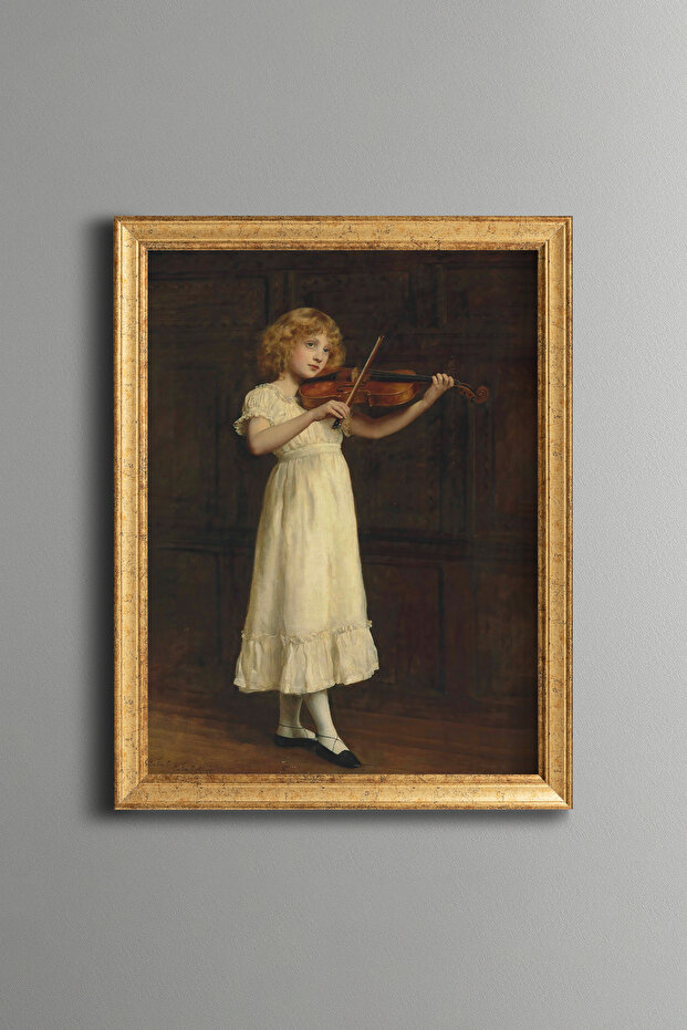 Girl Playing the Violin - Vintage Patterned Painting - Fine Model