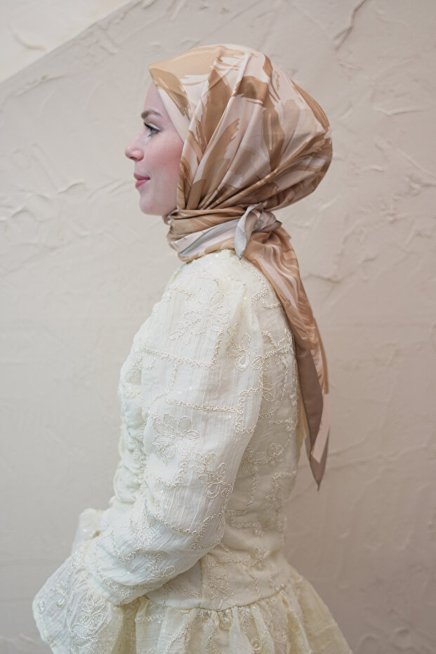 Abstract Floral Pattern Voile Soft Scarf