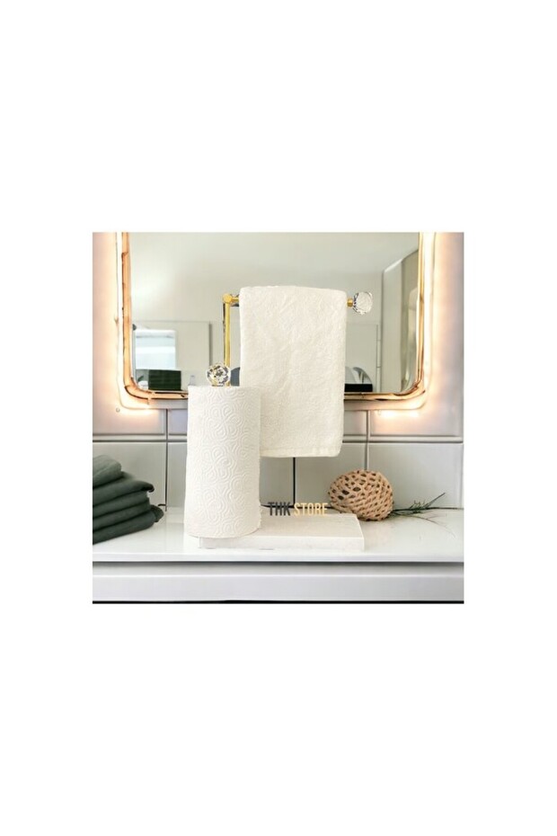Stylish Marble Hand and Paper Towel Holder, Crystal Stone Design