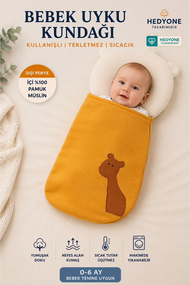 Baby Sleeping Bag and Swaddle with Zipper, 100% Cotton Muslin Inner Lining, Combed Cotton Outer Fabric, Special Design, 0-12 Months