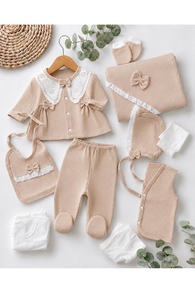10-Piece Hospital Discharge Set with Baby Collar, Cotton Newborn Baby Set with Blanket