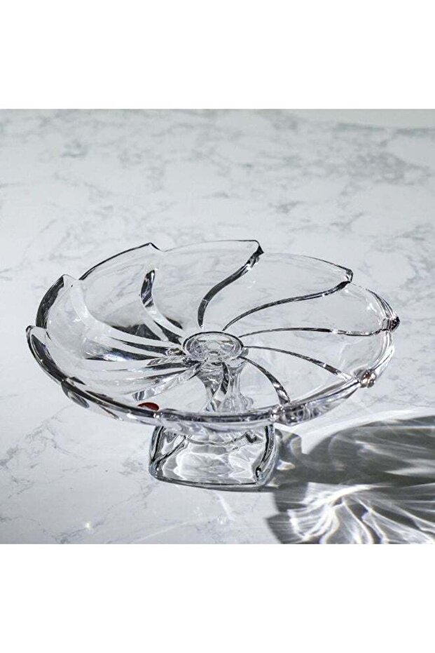 Eleanor Large Plate on Foot 31 cm - Elegant Serveware for Modern Dining, Premium Quality Glass Plate, Decorative Tabletop Accessory