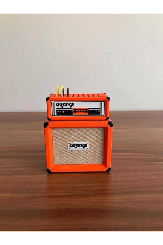 Miniature orange amp and cabinet guitar pick holder