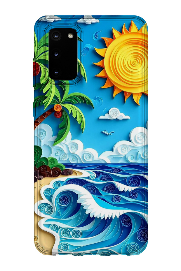 Samsung Galaxy S20 Fe Compatible Printed Transparent Phone Case | Collection: Summer Beach Tropical
