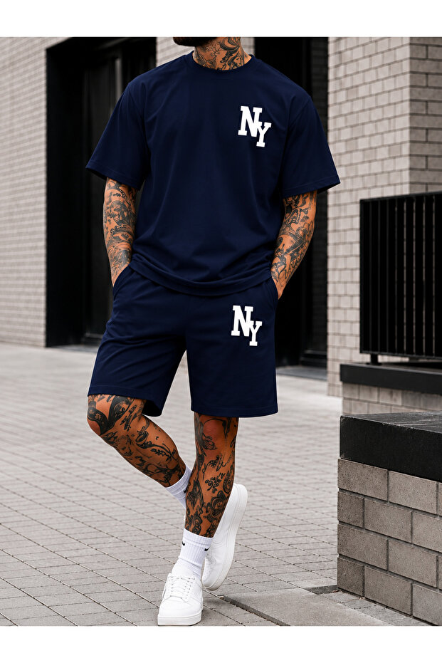 Men's Oversize Printed Shorts Set Casual and Sporty Style