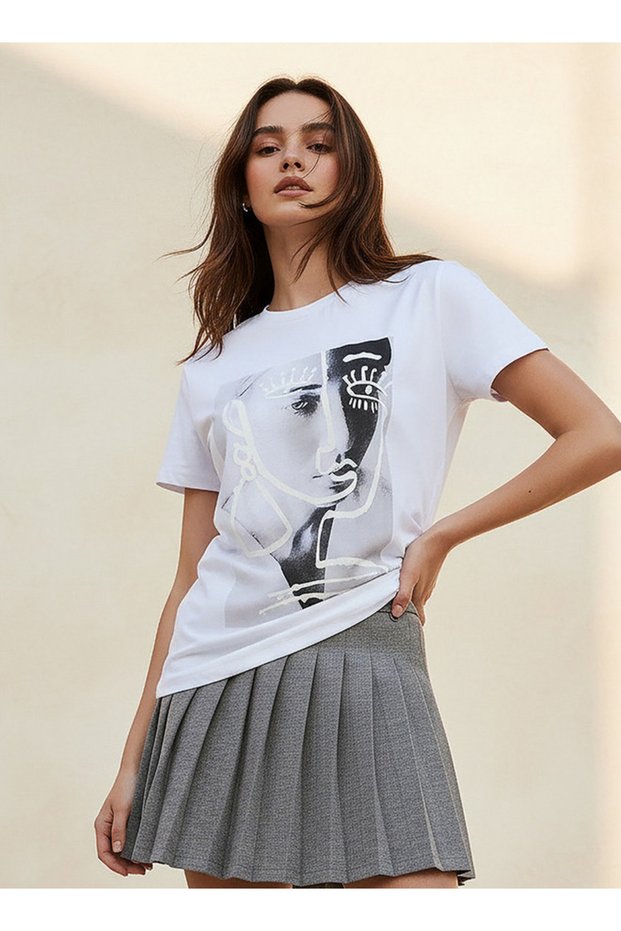 Cotton T-shirt with Typographic Embroidery