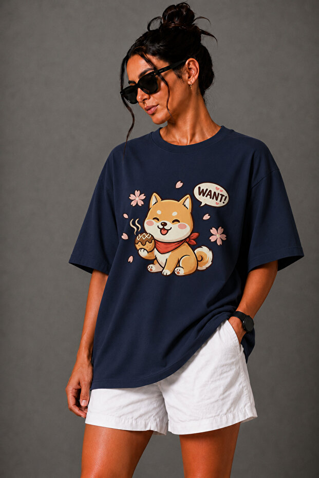 Premium Want Cat Theme Unisex Oversize Women's T-Shirt Cotton Oversize T-Shirt