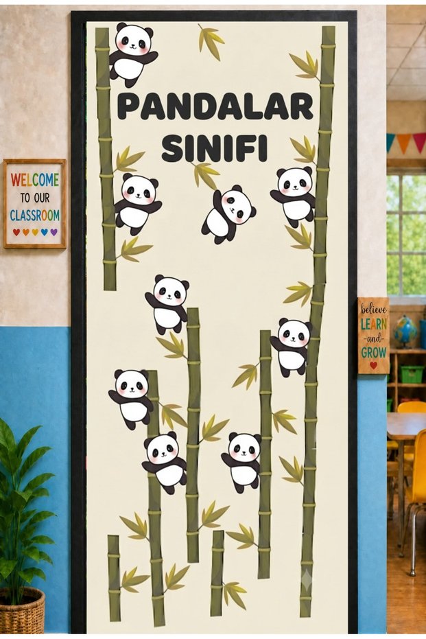 Elastic Door Decoration, Fabric Door Dressing, Panda Class, Classroom Door, School Event Door Decoration
