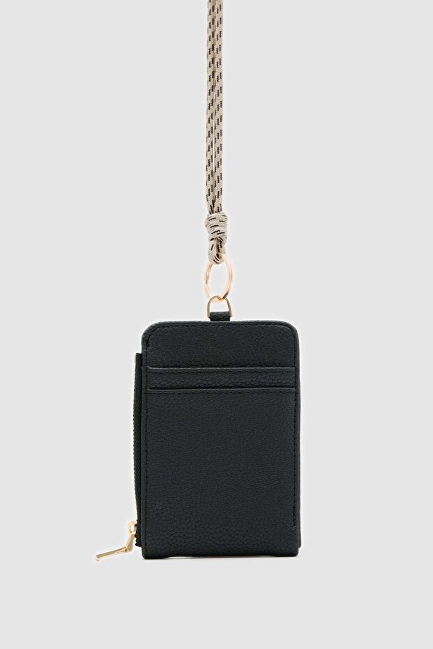 Palm Neck Strap Women's Wallet Black