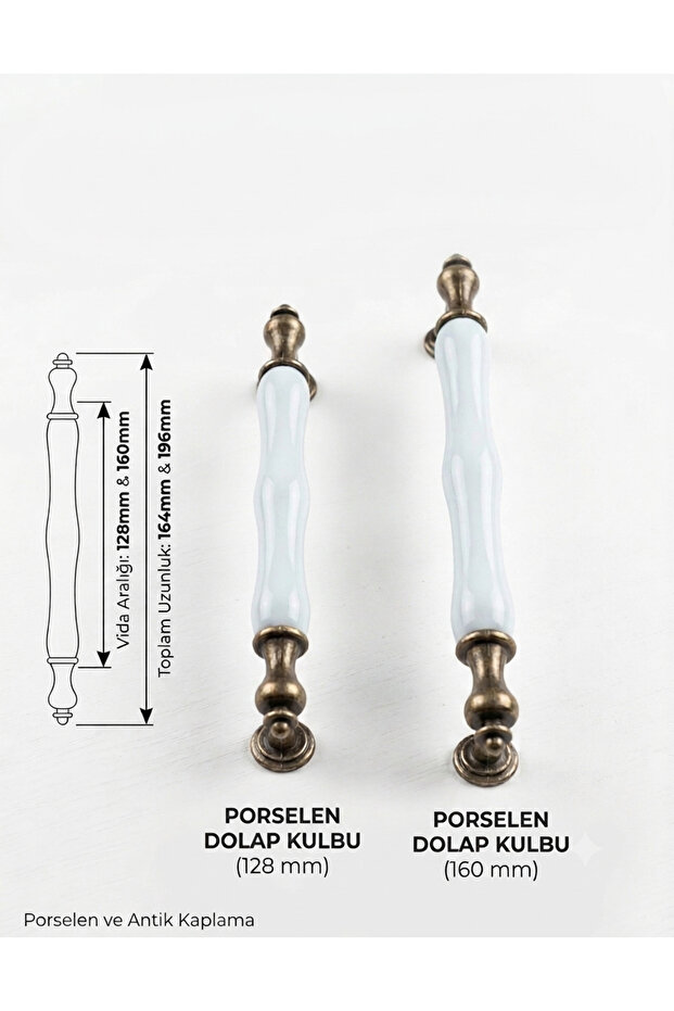 Porcelain Furniture Handles Cabinet Drawer Kitchen Handles 128 mm 160 mm North (Pattern 000)