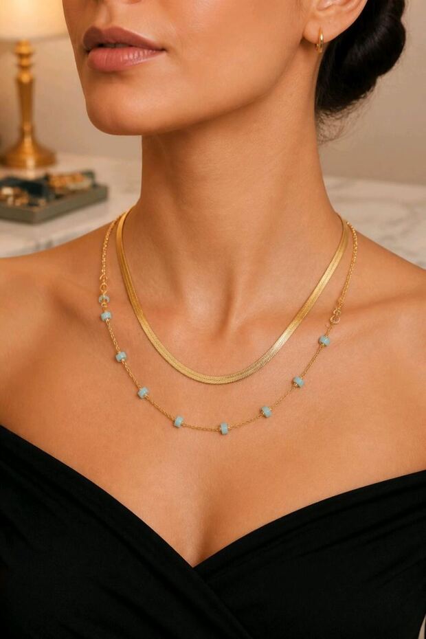 Luxurious Double Row Figured Showy Enamel Necklace
