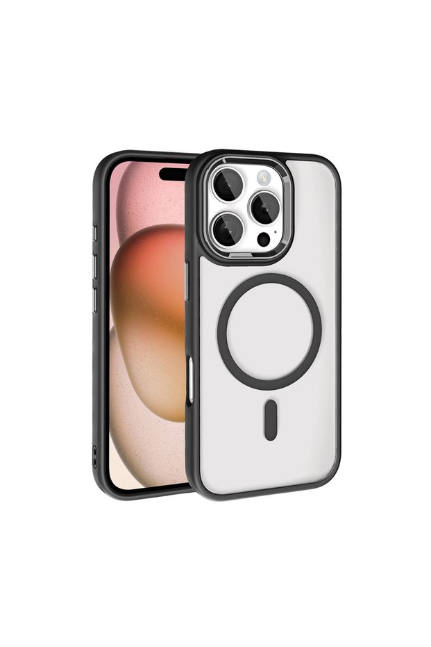 iPhone 16 Pro Case Magsafe Transparent Back Face Camera Raised Silicone Tkng
